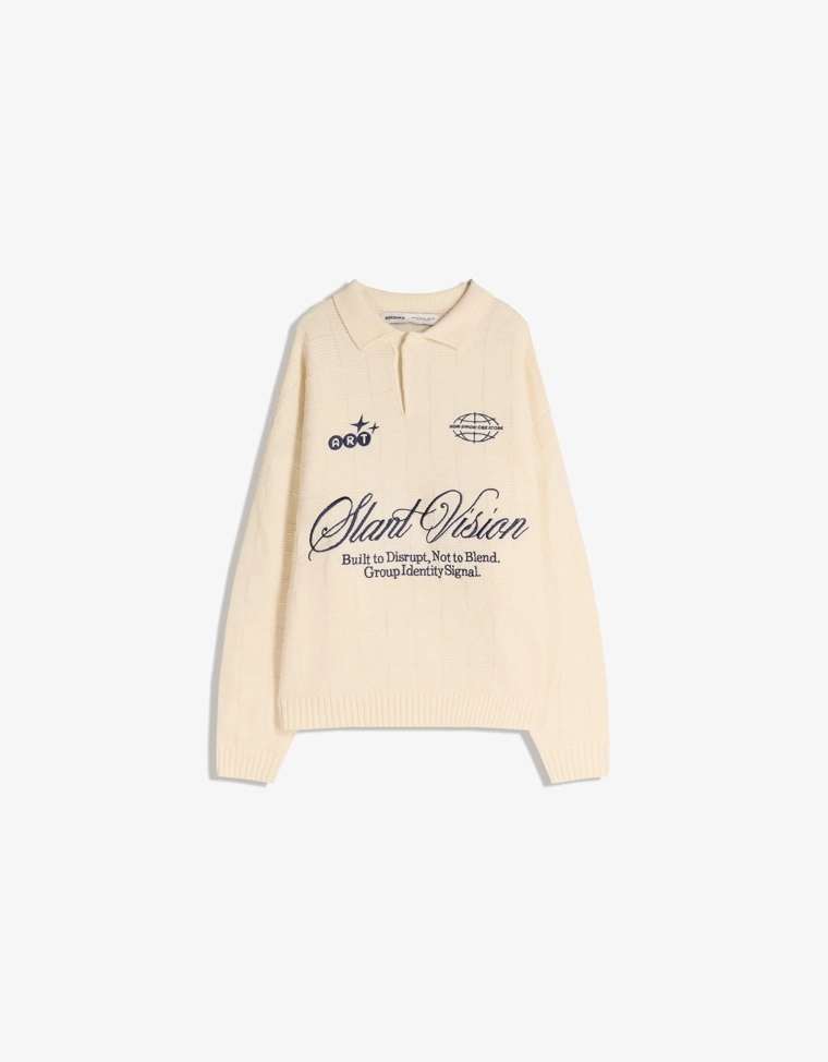 Джемпер с воротником поло и принтом