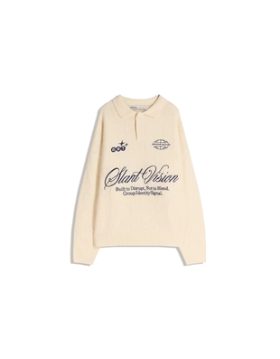 Джемпер с воротником поло и принтом- Заказать в России