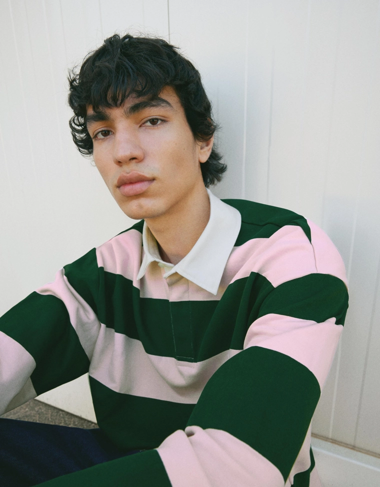 Поло из флиса в полоску