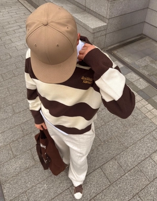 Свитер в полоску с воротником поло- Заказать в России