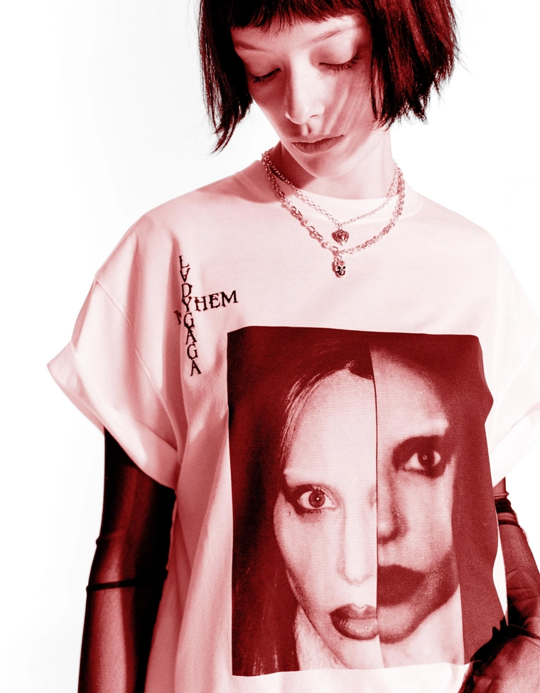 Футболка Lady Gaga с короткими рукавами и принтом