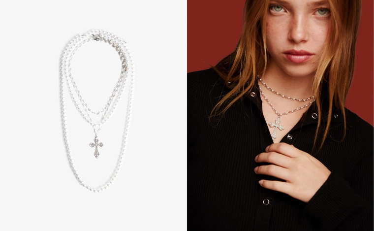 Набор из 2 ожерелий с искусственным жемчугом