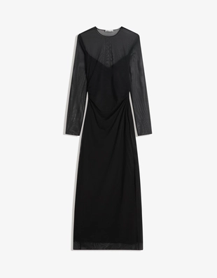 Платье миди из полупрозрачной ткани с длинными рукавами- Заказать в России