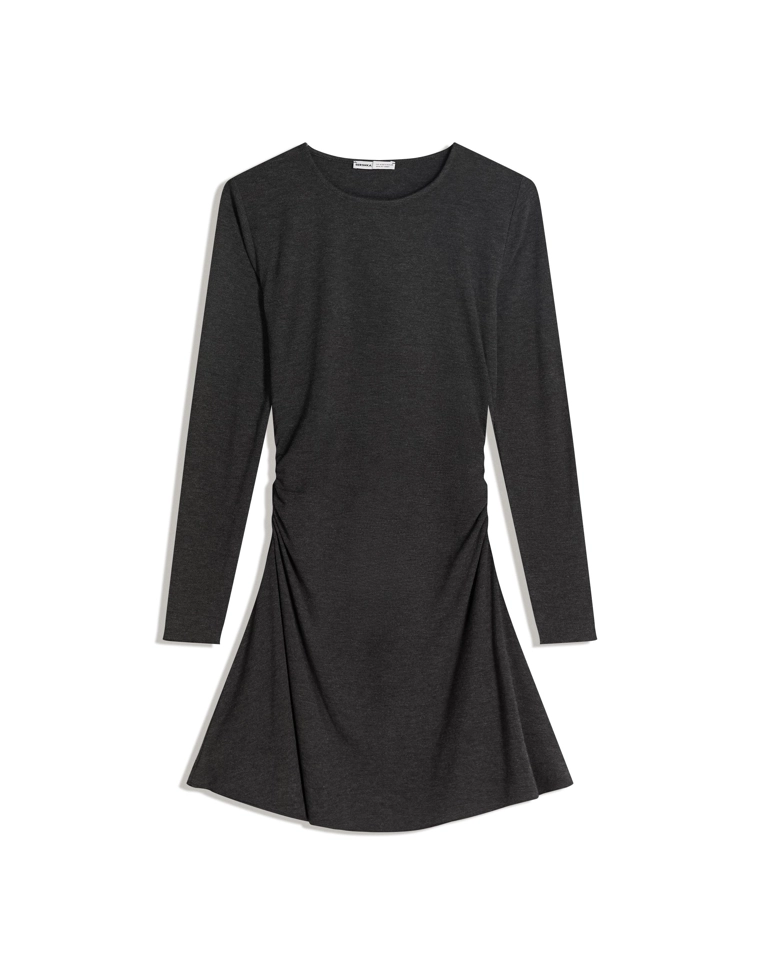 Мини-платье с длинными рукавами и сборками