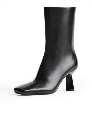 Ботильоны на среднем тонком каблуке с квадратным носом- Заказать в России