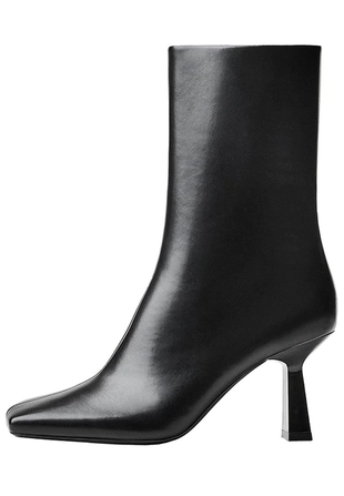 Ботильоны на среднем тонком каблуке с квадратным носом- Заказать в России