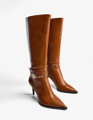 HIGH-HEEL BOOTS WITH WATCH DETAIL- Заказать в России