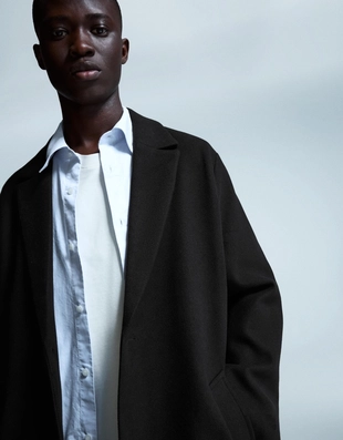 Длинное пальто из ткани- Заказать в России