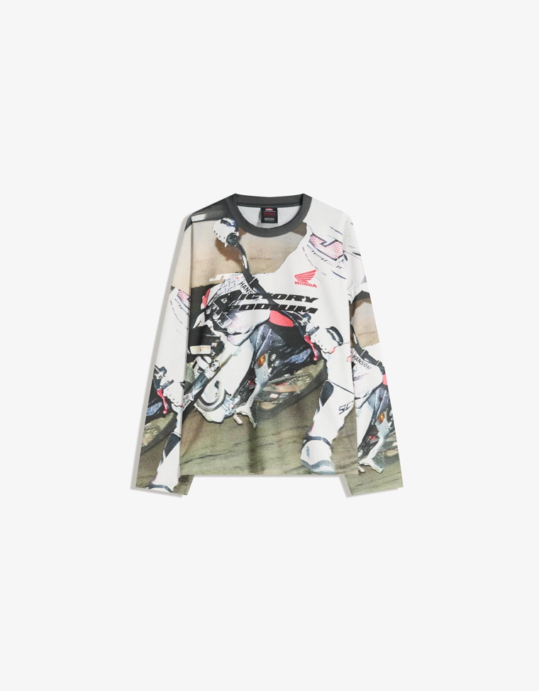 Лонгслив JT Racing Honda с длинными рукавами, сетчатыми вставками и принтом
