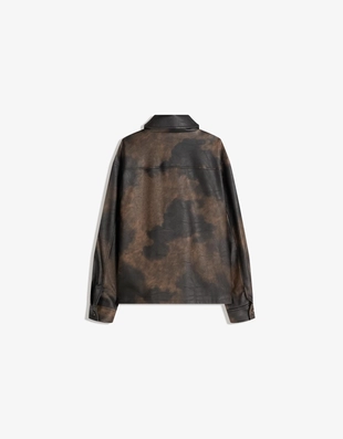 Куртка-рубашка свободного кроя из искусственной кожи- Заказать в России