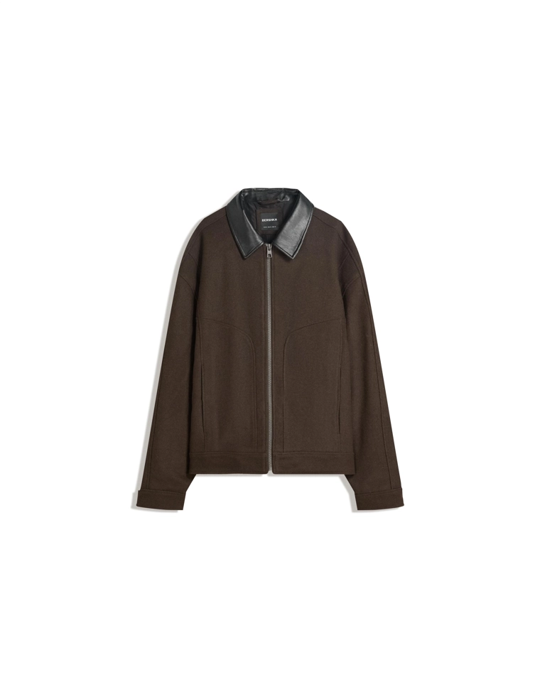 Куртка из ткани с контрастным воротником