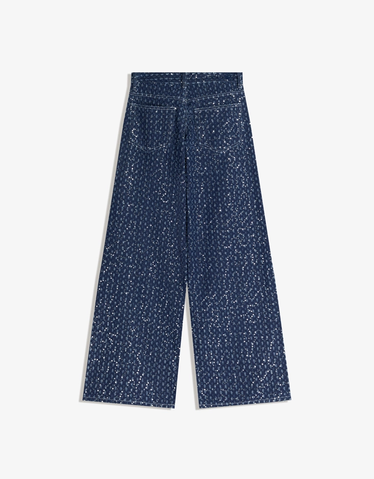 Джинсы свободного кроя с пайетками