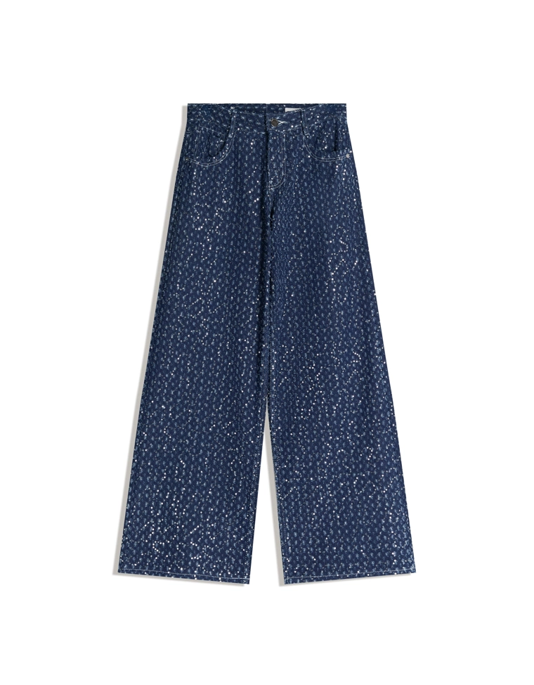 Джинсы свободного кроя с пайетками