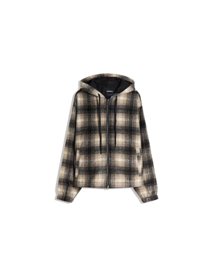Куртка геометрического кроя в клетку с капюшоном- Заказать в России