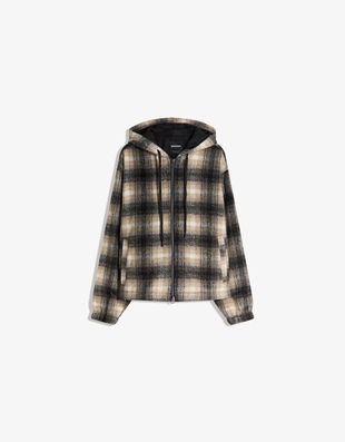 Куртка геометрического кроя в клетку с капюшоном- Заказать в России