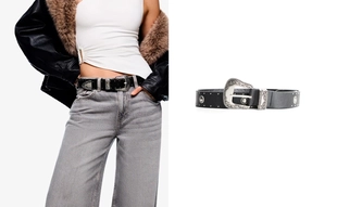 Ремень из искусственной кожи с заклепками- Заказать в России