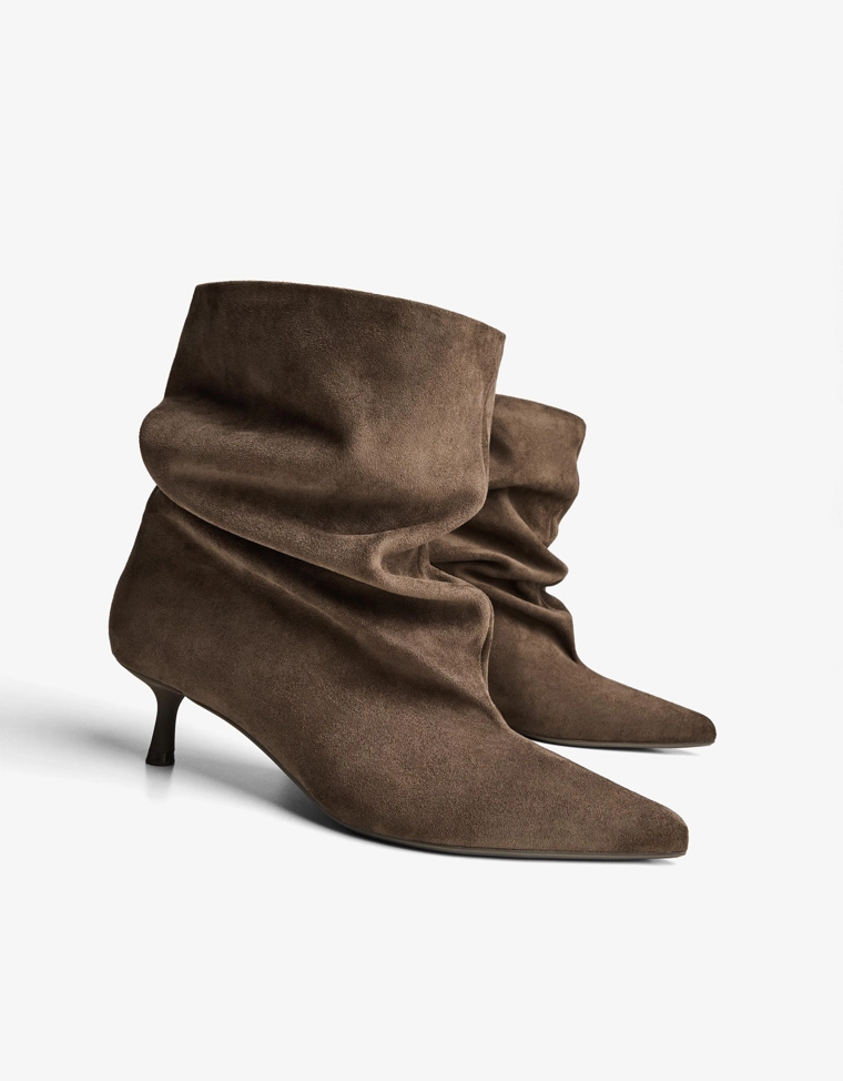 Slouchy kitten heel ankle boots