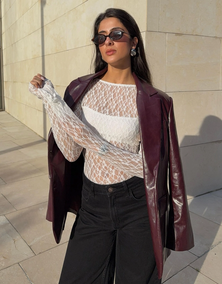 Блейзер оверсайз из искусственной кожи