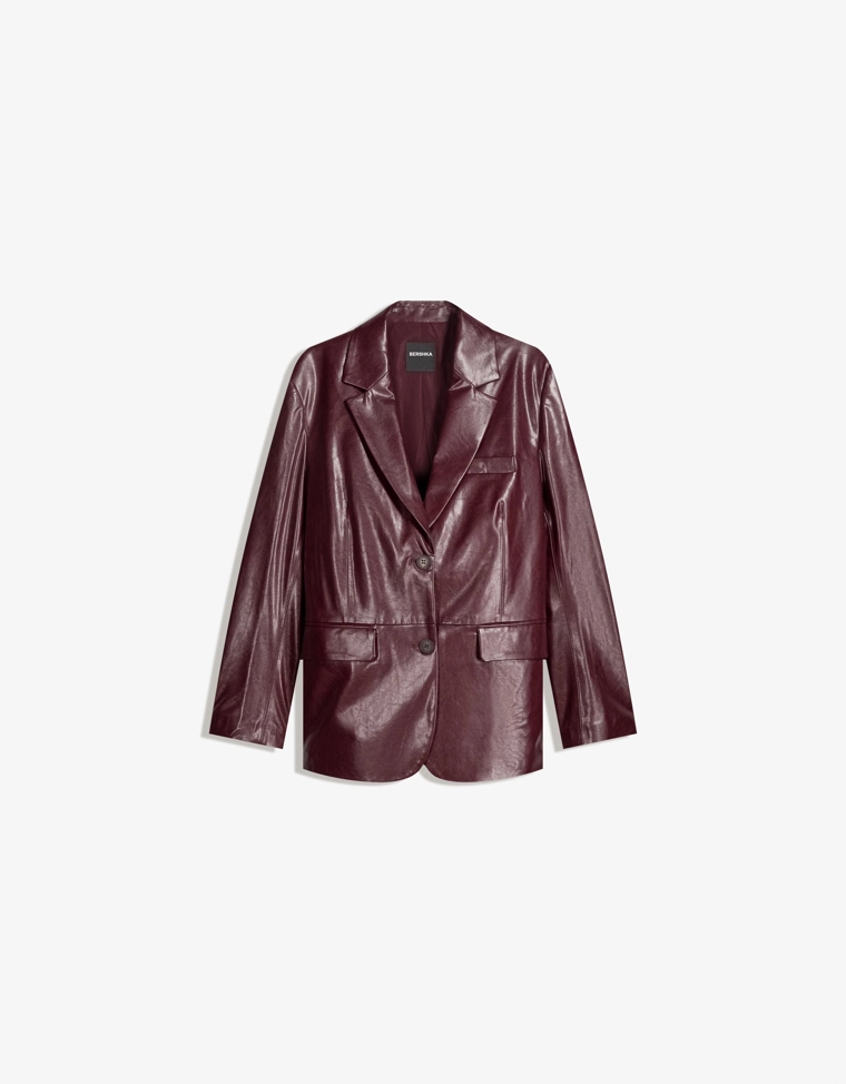Блейзер оверсайз из искусственной кожи