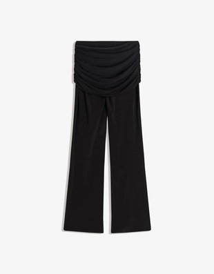 Брюки клеш с драпировкой и цветочным принтом- Заказать в России