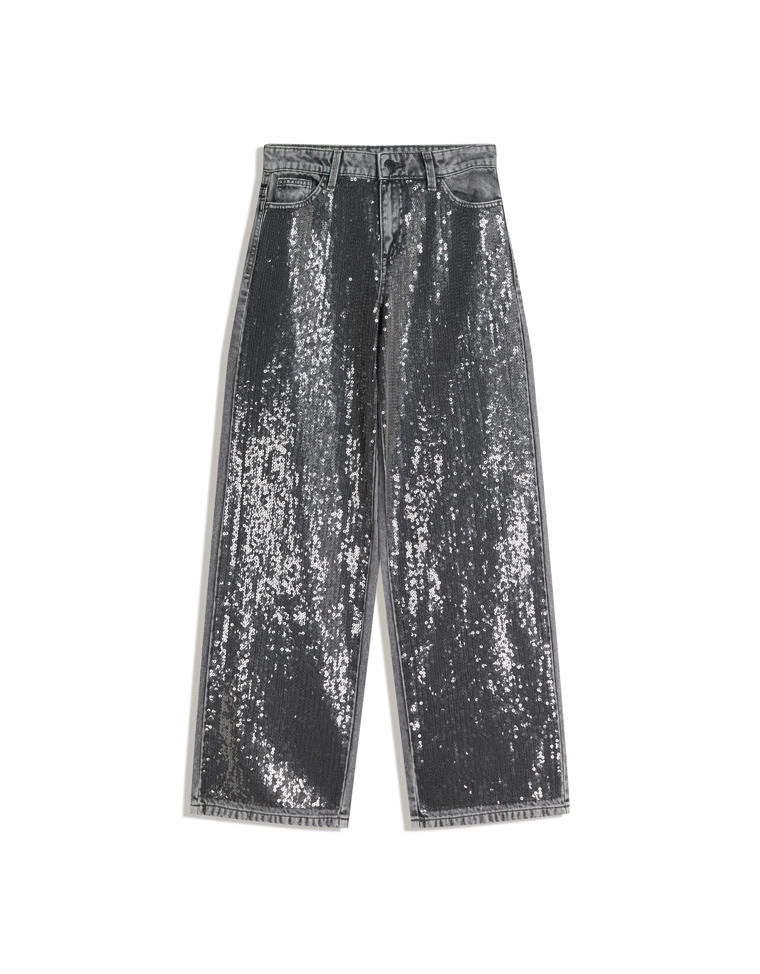Брюки barrel с пайетками