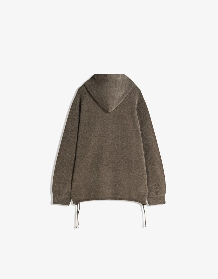 Джемпер на молнии из синели с капюшоном и принтом