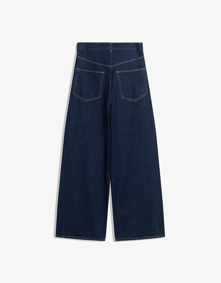 Джинсы с широкими штанинами с поясом на запахе