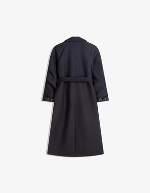 Объемное шерстяное пальто с поясом- Заказать в России