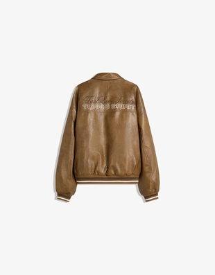 Куртка из искусственной кожи с вышивкой- Заказать в России