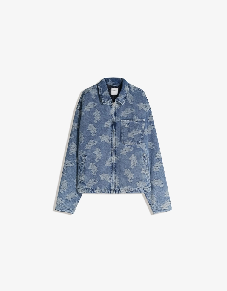 Джинсовая куртка жаккард
