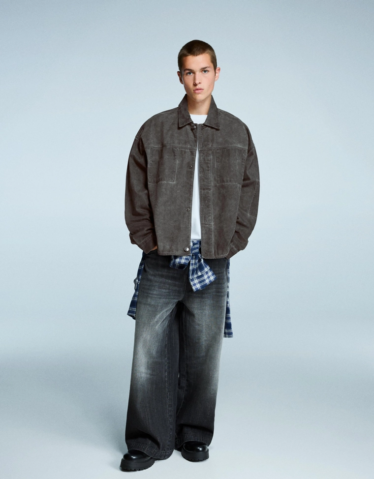 Укороченная куртка-рубашка свободного кроя