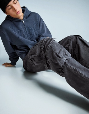 Брюки карго свободного кроя с эффектом потертости- Заказать в России