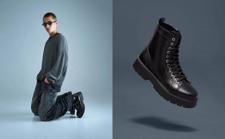 Ботильоны со шнуровкой на рифленой подошве