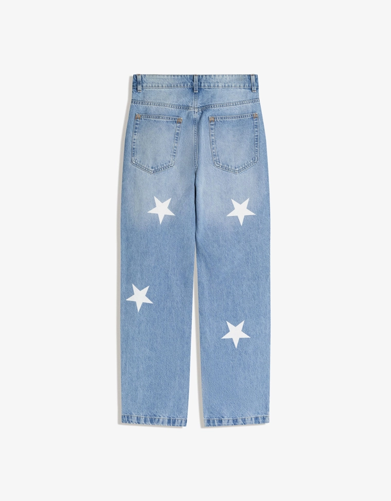 Джинсы прямого кроя с принтом