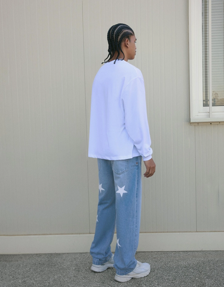 Джинсы прямого кроя с принтом