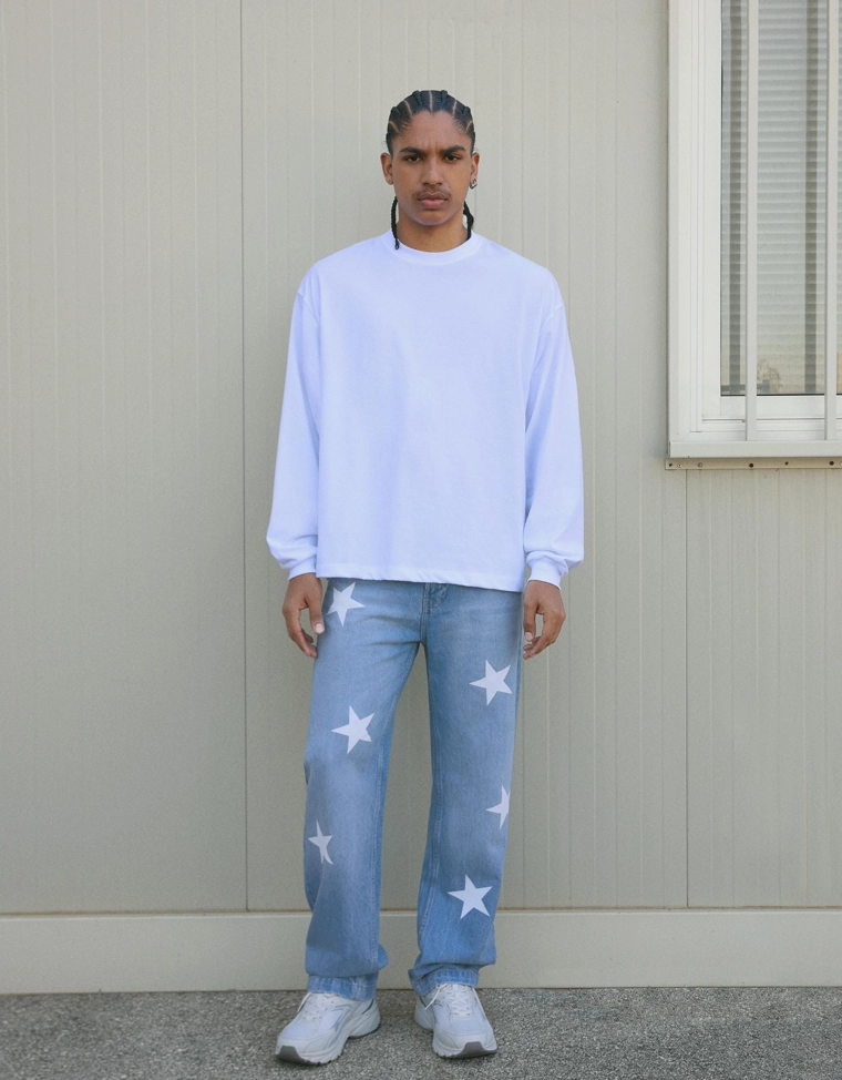 Джинсы прямого кроя с принтом