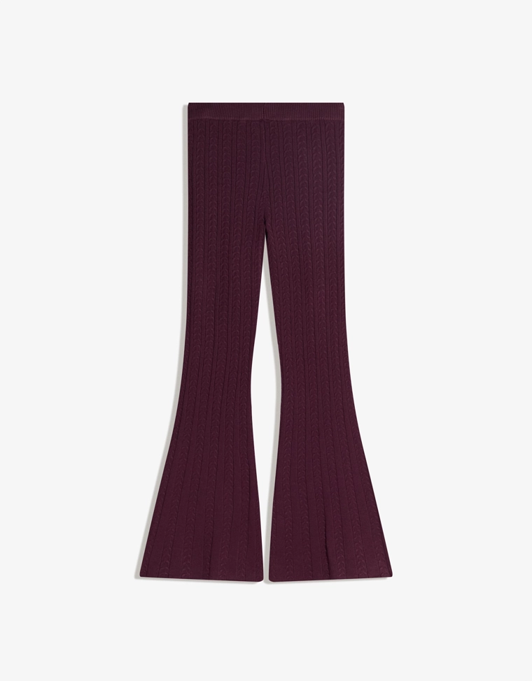 Расклешенные трикотажные брюки с узором «Косы»