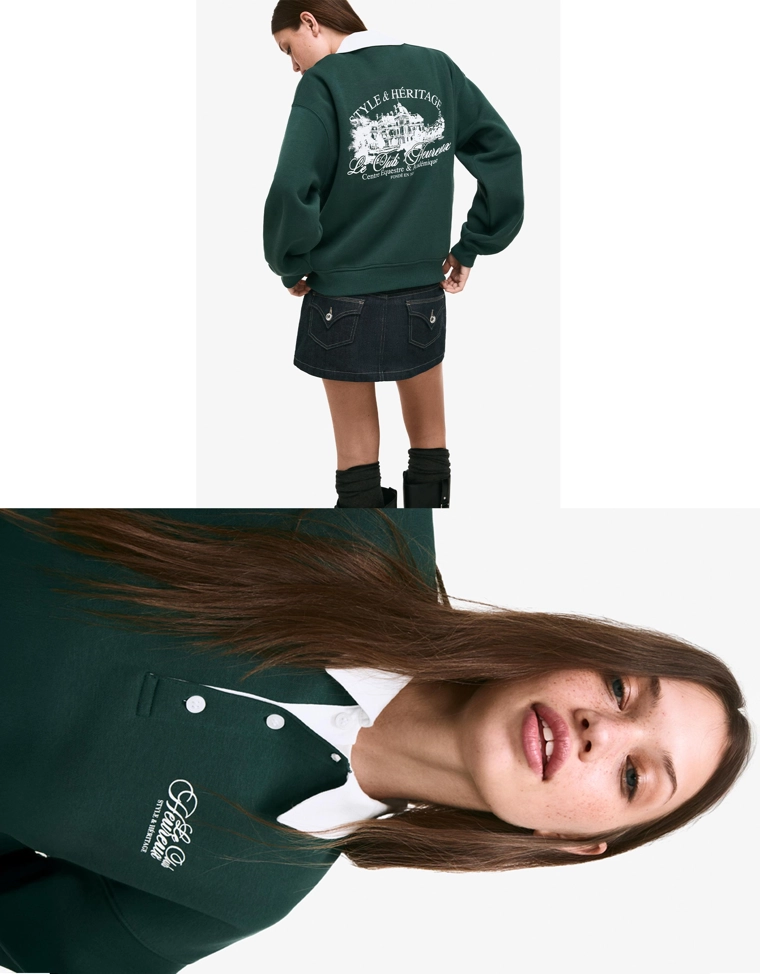 Джемпер с принтом и воротником поло