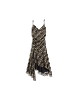 Платье миди на бретелях из полупрозрачной ткани в клетку- Заказать в России
