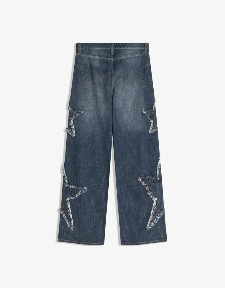 Джинсы свободного кроя с вышивкой в виде звезд