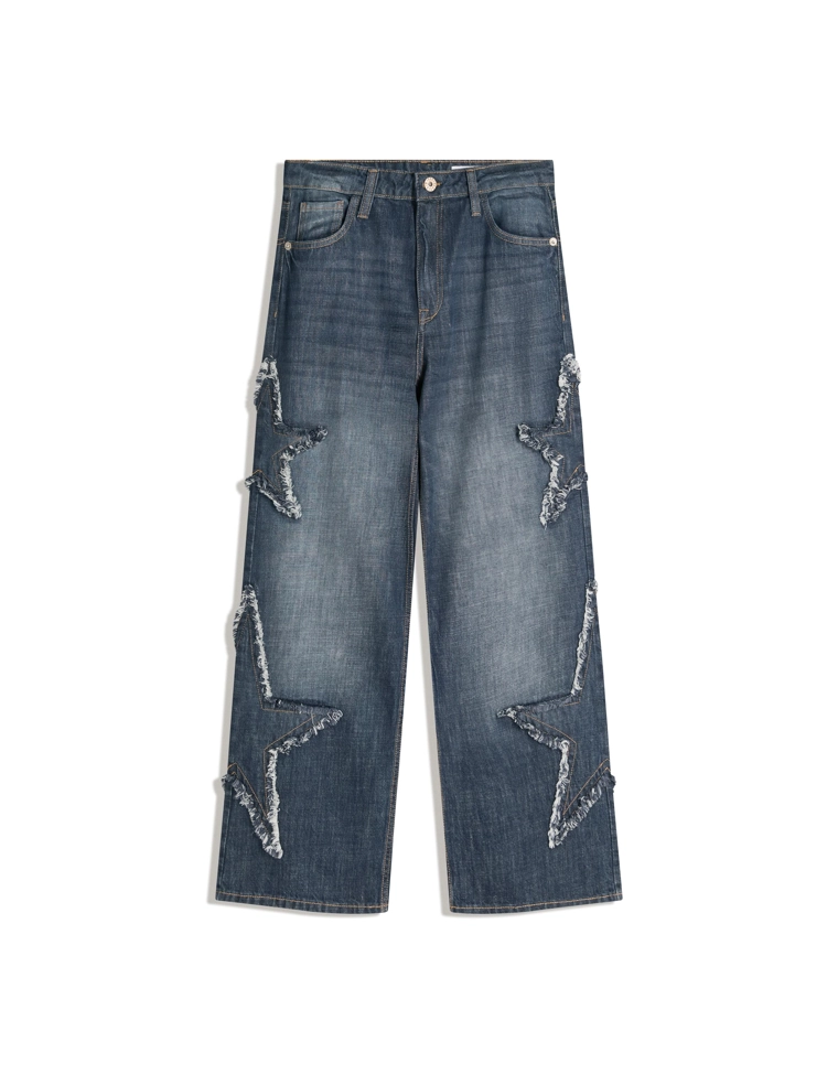 Джинсы свободного кроя с вышивкой в виде звезд