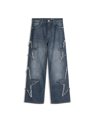 Джинсы свободного кроя с вышивкой в виде звезд- Заказать в России