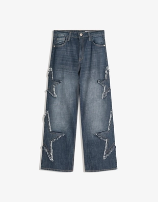 Джинсы свободного кроя с вышивкой в виде звезд- Заказать в России