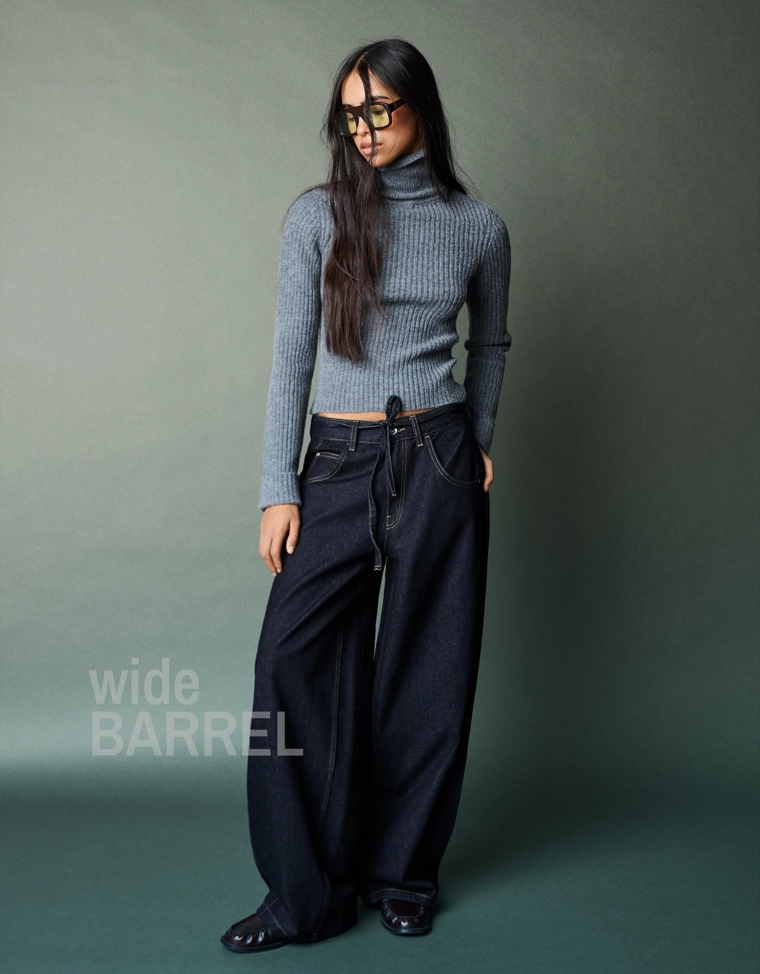 Джинсы wide leg barrel с ремнем