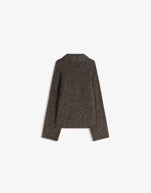 Свитер с воротником поло из искусственной замши со шнуровкой- Заказать в России