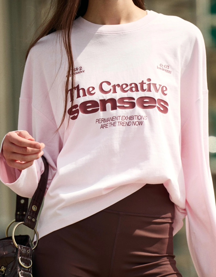 Футболка с длинными рукавами и принтом геометрического кроя