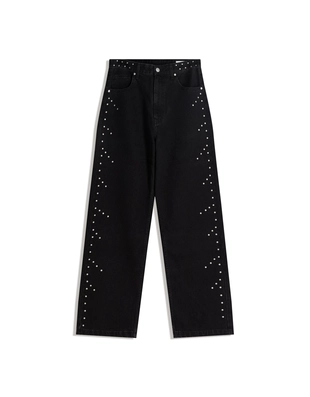 Джинсы свободного кроя с заклепками- Заказать в России