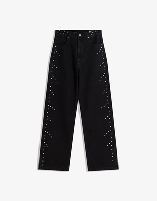 Джинсы свободного кроя с заклепками- Заказать в России