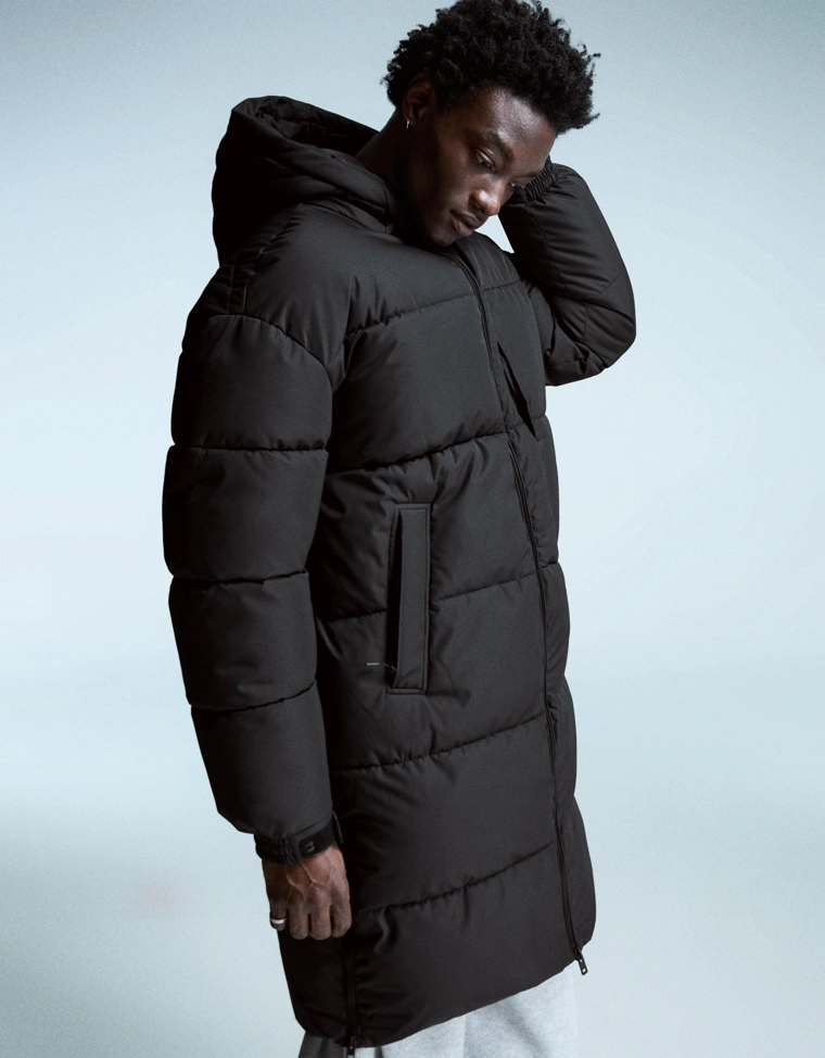 Длинное стеганое пальто