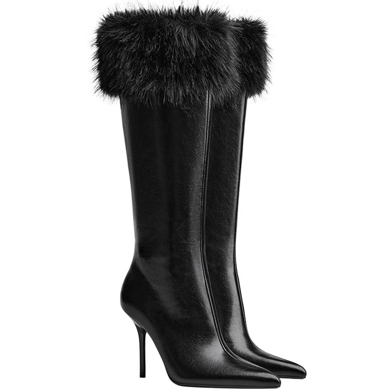 Сапоги на каблуке с мехом